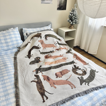 Кучешки карикатурен гоблен декоративен плед (Peel forest; скандинавски стил; пролет и есен; премиум)