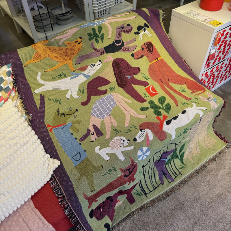 Кучешки карикатурен гоблен декоративен плед (Peel forest; скандинавски стил; пролет и есен; премиум)