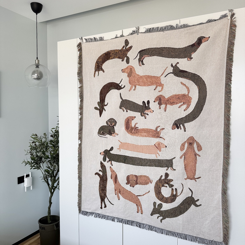 Кучешки карикатурен гоблен декоративен плед (Peel forest; скандинавски стил; пролет и есен; премиум)