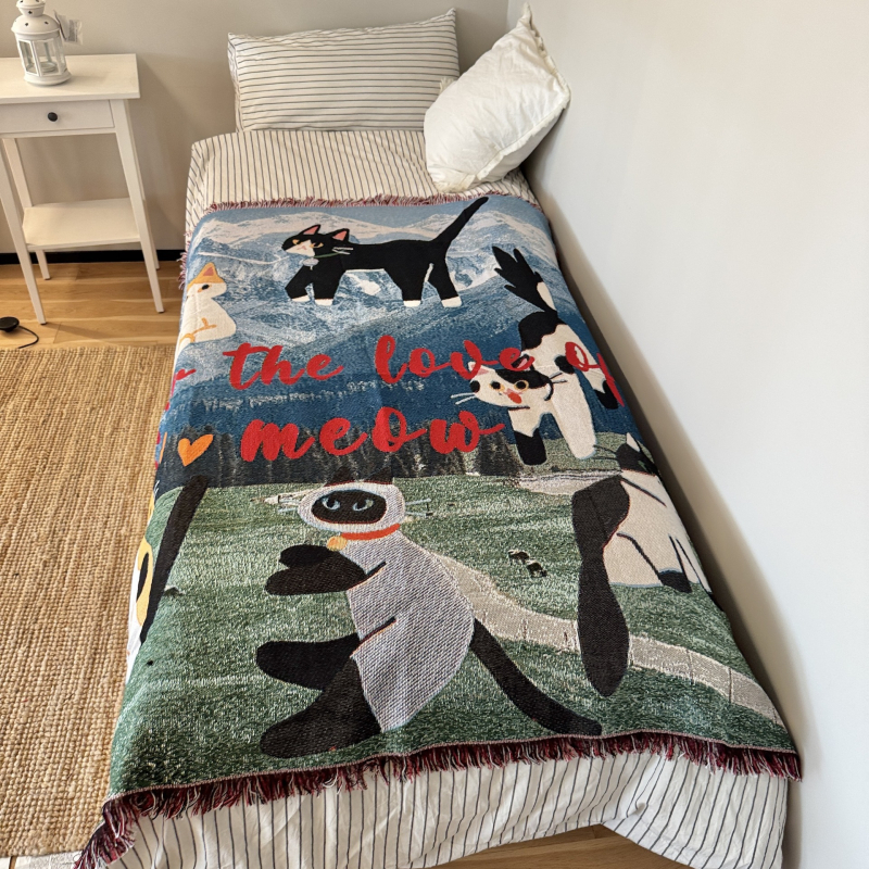 Кучешки карикатурен гоблен декоративен плед (Peel forest; скандинавски стил; пролет и есен; премиум)