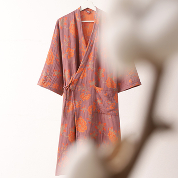 Унисекс памучен халат за лято, жакардова тъкан, 100% памук, абсорбиращ и мек на допир, домашно облекло, тегло около 450 g
