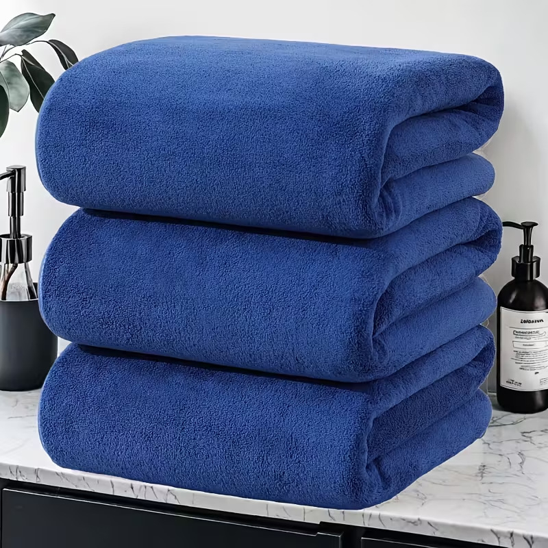 Σετ τριών πετσέτων μπάνιου/παραλίας από κοραλλική φλίς, με δυνατότητα προσαρμοσμένου λογότυπου, 150D νήματα, ραφή με γύρισμα και απλό ύφανση