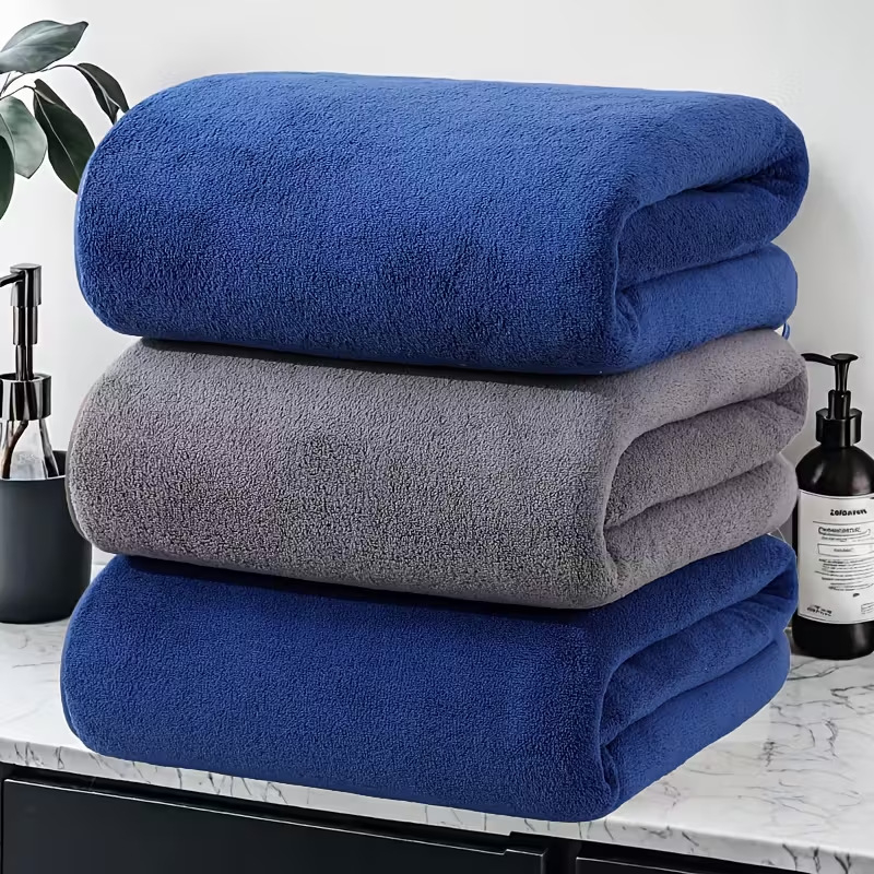 Σετ τριών πετσέτων μπάνιου/παραλίας από κοραλλική φλίς, με δυνατότητα προσαρμοσμένου λογότυπου, 150D νήματα, ραφή με γύρισμα και απλό ύφανση