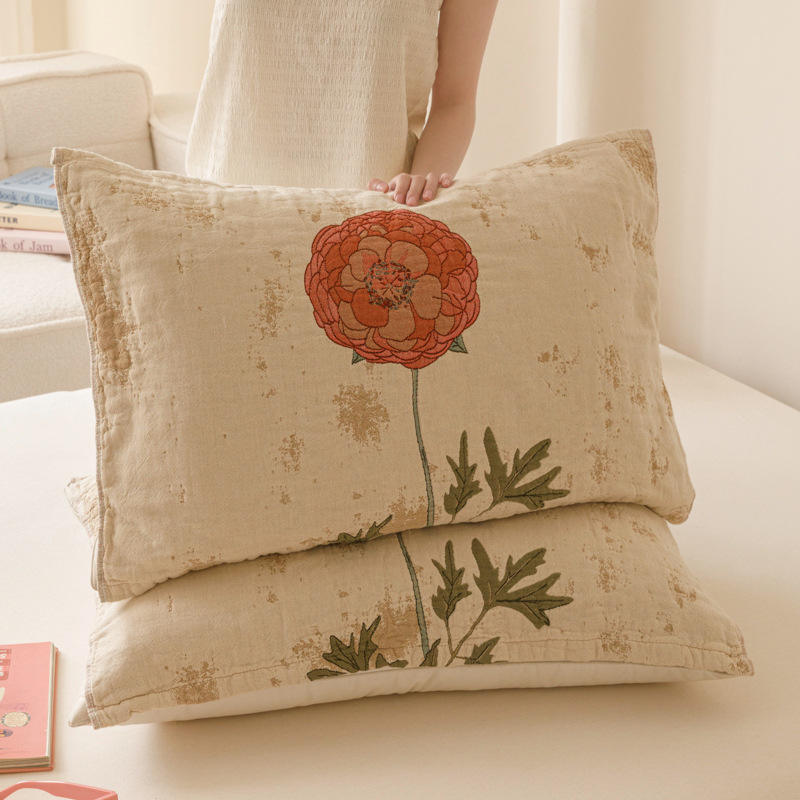 Двойка калъфи за възглавници - дебела чиста памучна марля, попива пота, антихлъзгаща се, за всички сезони, жакардова тъкан