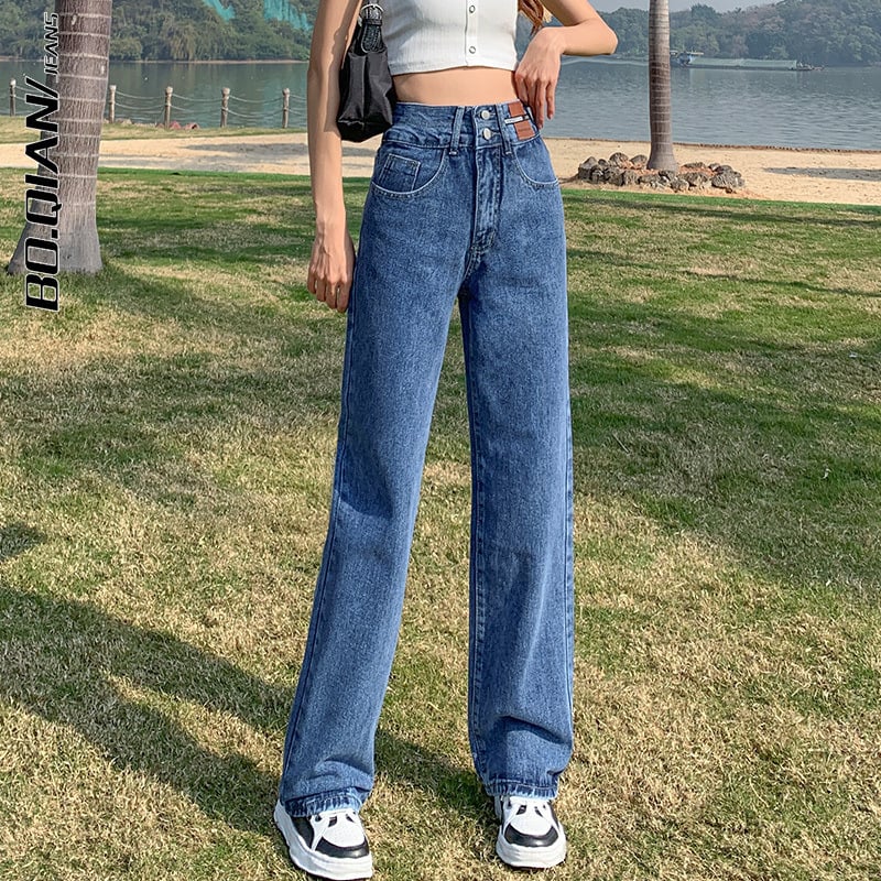 Дънки за жени – деним, памук, свободна талия, свободна кройка, зима 2024