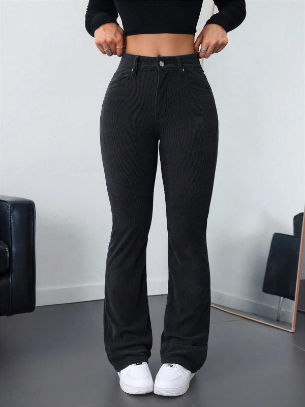 Sen yi Corduroy mid-waist straight-leg casual pants за жени, елегантни офис панталони, лято 2025
