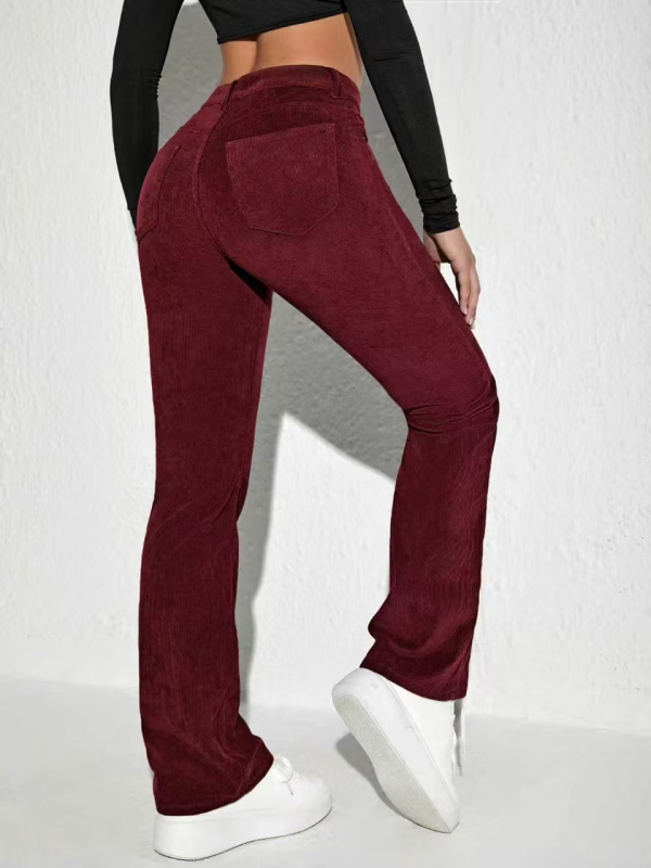 Sen yi Corduroy mid-waist straight-leg casual pants за жени, елегантни офис панталони, лято 2025