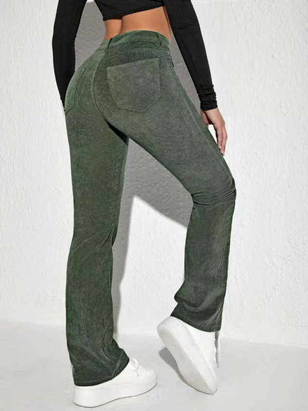 Sen yi Corduroy mid-waist straight-leg casual pants за жени, елегантни офис панталони, лято 2025