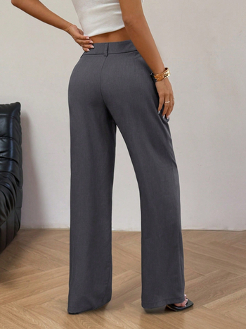 Ежедневни панталони с широки крачоли, средна талия, полиестер 95%+, без гладене, нормална дебелина, японско-корейски свободен стил.