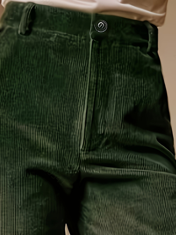 Naiste kõrge vööst laiad püksid corduroy materjalist, 95% polüester, tavaline paksus