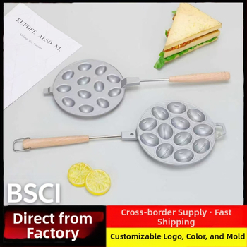 Ovaalne küpsetusvorm kookidele, 12/16 auguga, alumiiniumisulamist, vahvlivorm gaasipliidile