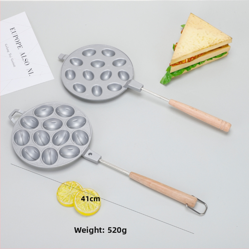 Ovaalne küpsetusvorm kookidele, 12/16 auguga, alumiiniumisulamist, vahvlivorm gaasipliidile
