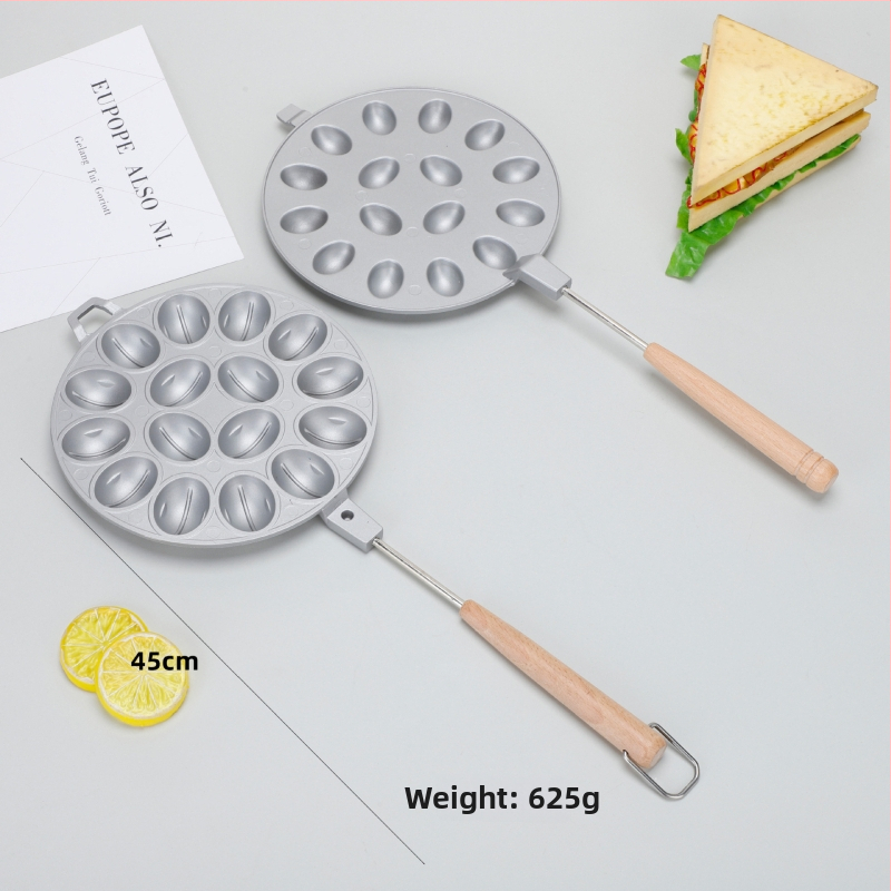 Ovaalne küpsetusvorm kookidele, 12/16 auguga, alumiiniumisulamist, vahvlivorm gaasipliidile