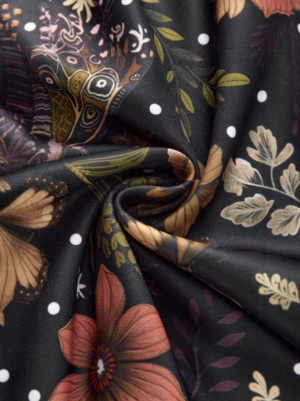 Женски широки панталони с принт, висок талия, свободна кройка, полиестер 95%+, еластан, лято 2025