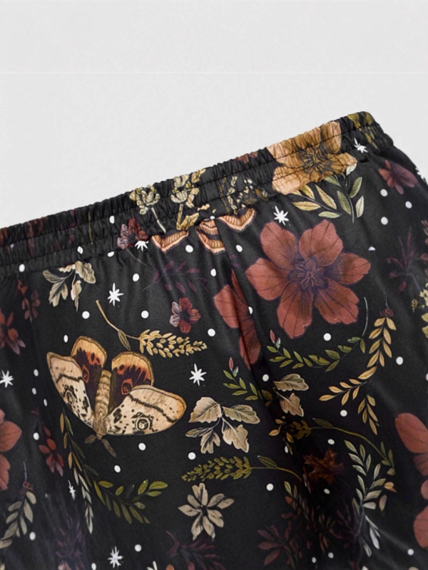 Женски широки панталони с принт, висок талия, свободна кройка, полиестер 95%+, еластан, лято 2025