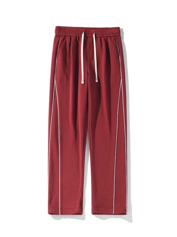 Мъжки спортни панталони на райета, свободен крой, средна талия, връзка за затваряне, полиестер 95%+, за есента