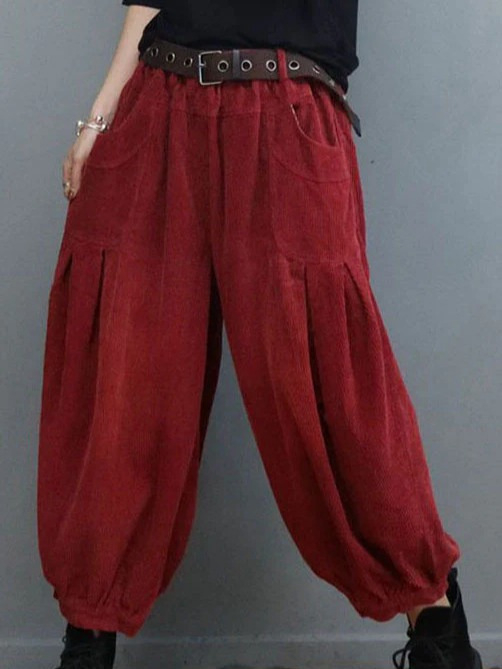 Corduroy панталони хамер, полиестер 95%+, релаксиран силует, носталгичен стил, есен 2025