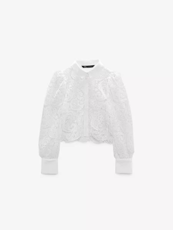 Särk õõnsa heegeldusega, krae särgi jaoks, tänavust stiili, normaalne lõige, 95% polüester