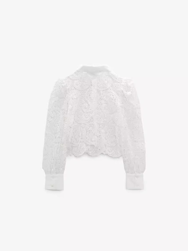 Särk õõnsa heegeldusega, krae särgi jaoks, tänavust stiili, normaalne lõige, 95% polüester