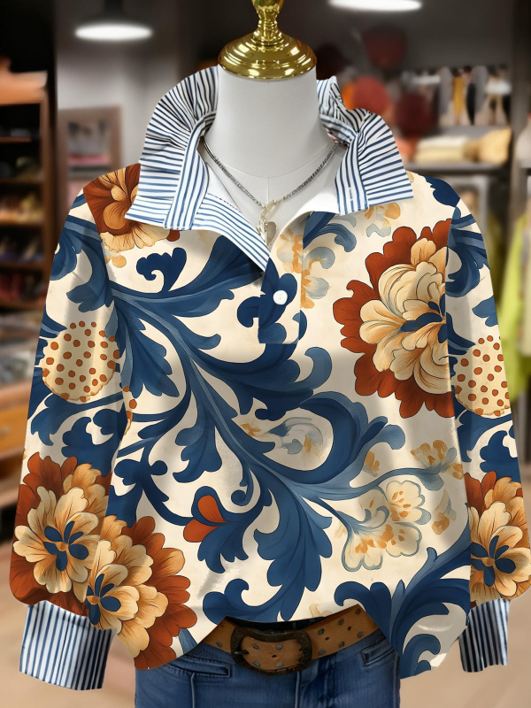 Дамска качулка от полиестерен флийс с 3D флорални принтове, дълги ръкави, яка с форма на гъбичка, нормална дължина, есен 2025