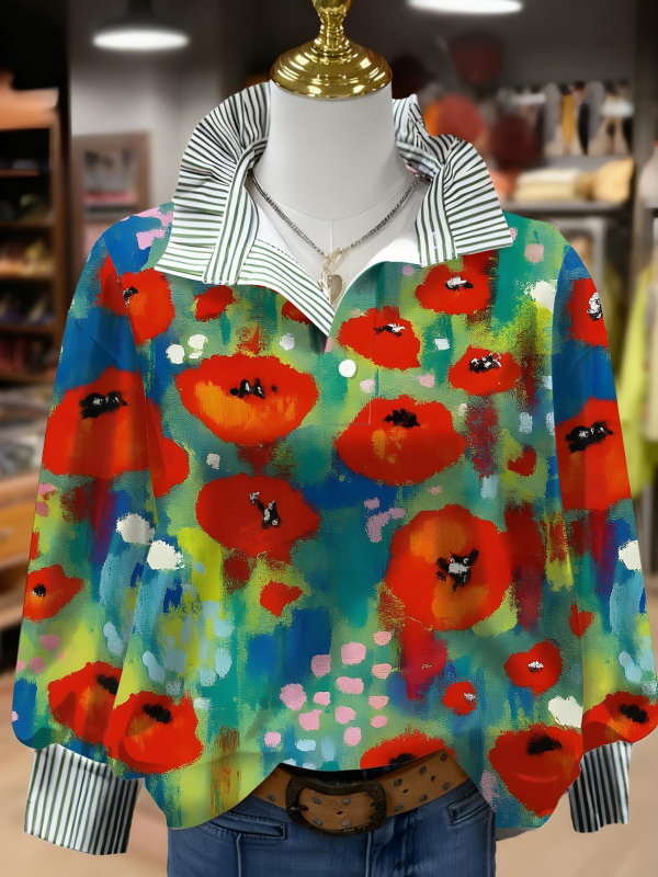 Дамска качулка от полиестерен флийс с 3D флорални принтове, дълги ръкави, яка с форма на гъбичка, нормална дължина, есен 2025