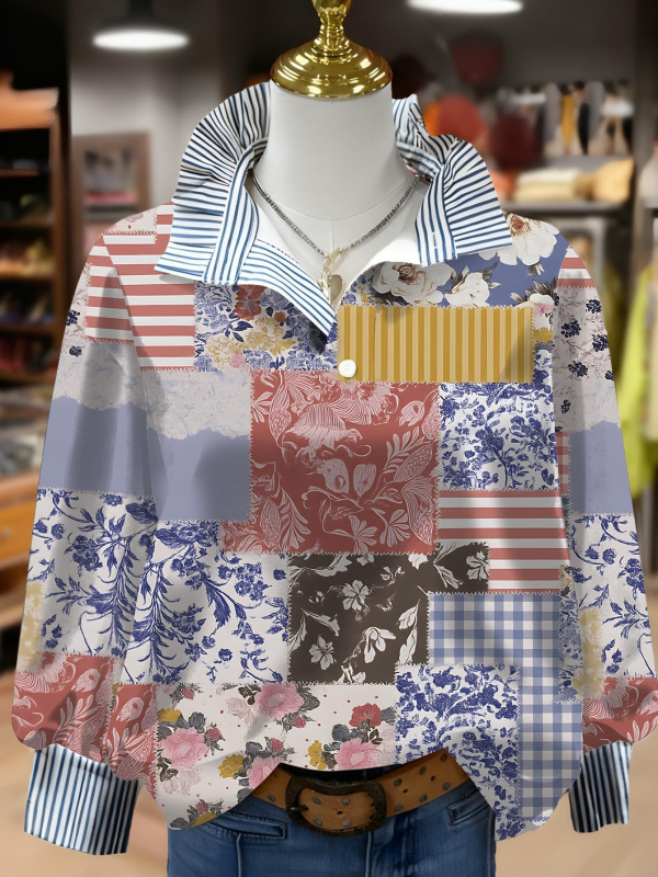 Дамска качулка от полиестерен флийс с 3D флорални принтове, дълги ръкави, яка с форма на гъбичка, нормална дължина, есен 2025