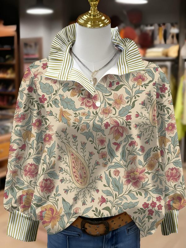 Дамска качулка от полиестерен флийс с 3D флорални принтове, дълги ръкави, яка с форма на гъбичка, нормална дължина, есен 2025