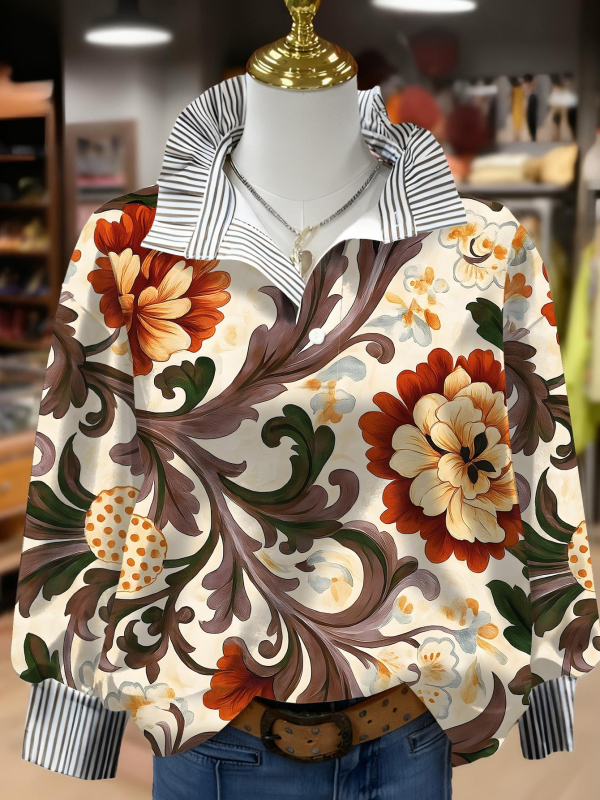 Дамска качулка от полиестерен флийс с 3D флорални принтове, дълги ръкави, яка с форма на гъбичка, нормална дължина, есен 2025