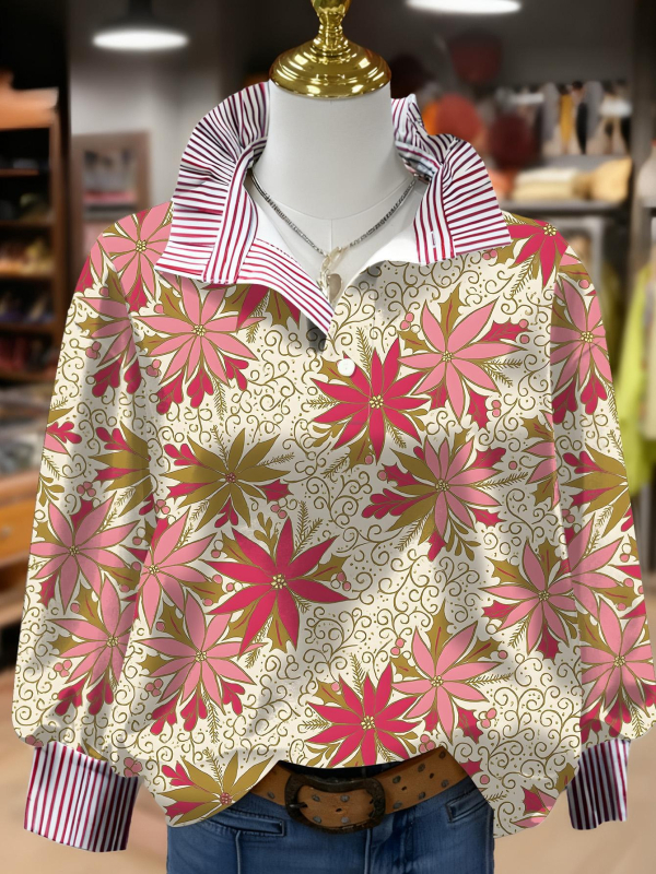 Дамска качулка от полиестерен флийс с 3D флорални принтове, дълги ръкави, яка с форма на гъбичка, нормална дължина, есен 2025