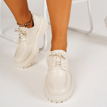 Sieviešu loaferi: apaļš purns, britiskais stils, PU augšdaļa, vidēja papēža augstums 3–5 cm, bieza zole