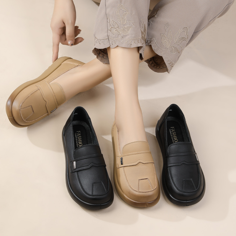 Обувки за майки, без връзки, кръгъл нос, горна част микрофибър кожа, подметка PU, нисък ток 1–3 cm