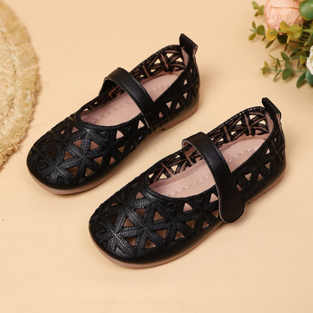 Детски обувки за момичета с PU горна част и дишаща мрежеста конструкция, гумена подметка, велкро закопчаване, корейски стил, лято 2025