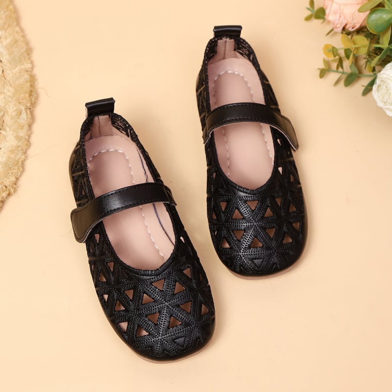 Детски обувки за момичета с PU горна част и дишаща мрежеста конструкция, гумена подметка, велкро закопчаване, корейски стил, лято 2025