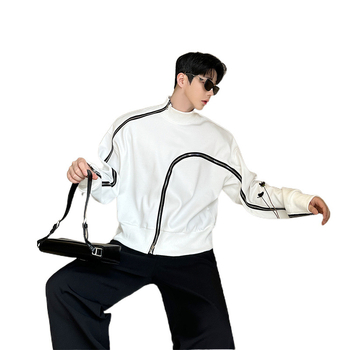 Мъжки суитшърт с висока яка и цип, флисова материя, рамиева тъкан (51–70%), права кройка