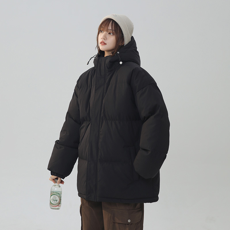Дамско памучно яке с полиестер-памучен пълнеж, дълъг модел, качулка, свободен силует, закопчаване с цип, дебело изолиран