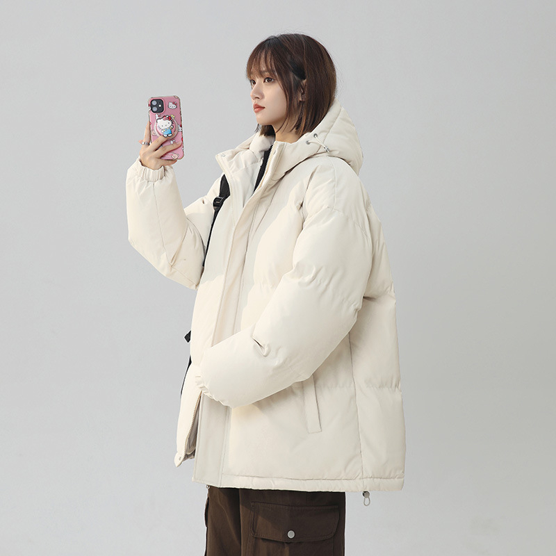 Дамско памучно яке с полиестер-памучен пълнеж, дълъг модел, качулка, свободен силует, закопчаване с цип, дебело изолиран
