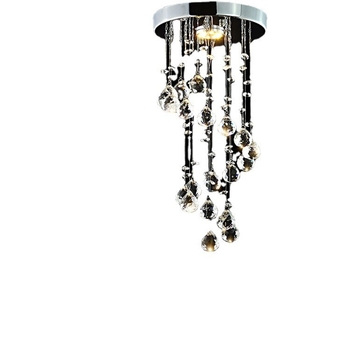 Таванна лампа с кристален абажур и железно тяло, LED осветление, напрежение ≤ 36V, подходяща за коридор и вход.