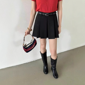 Памучна плисирана къса пола, есен 2025, ежедневен стил японско-корейски