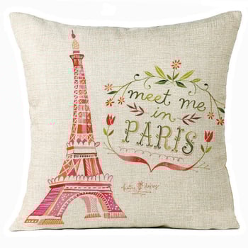 Ленени калъфки за възглавници с Айфелова кула и Биг Бен, възглавници за табла в европейски стил, декоративни възглавници „направи си сам“ (без пълнеж)