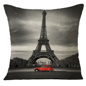 Ленени калъфки за възглавници с Айфелова кула и Биг Бен, възглавници за табла в европейски стил, декоративни възглавници „направи си сам“ (без пълнеж)