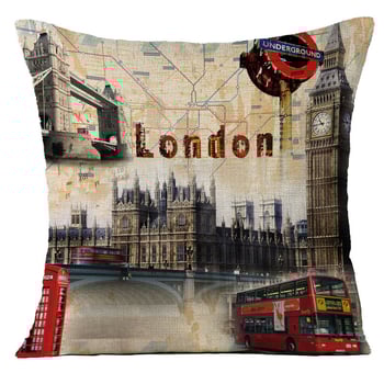Ленени калъфки за възглавници с Айфелова кула и Биг Бен, възглавници за табла в европейски стил, декоративни възглавници „направи си сам“ (без пълнеж)
