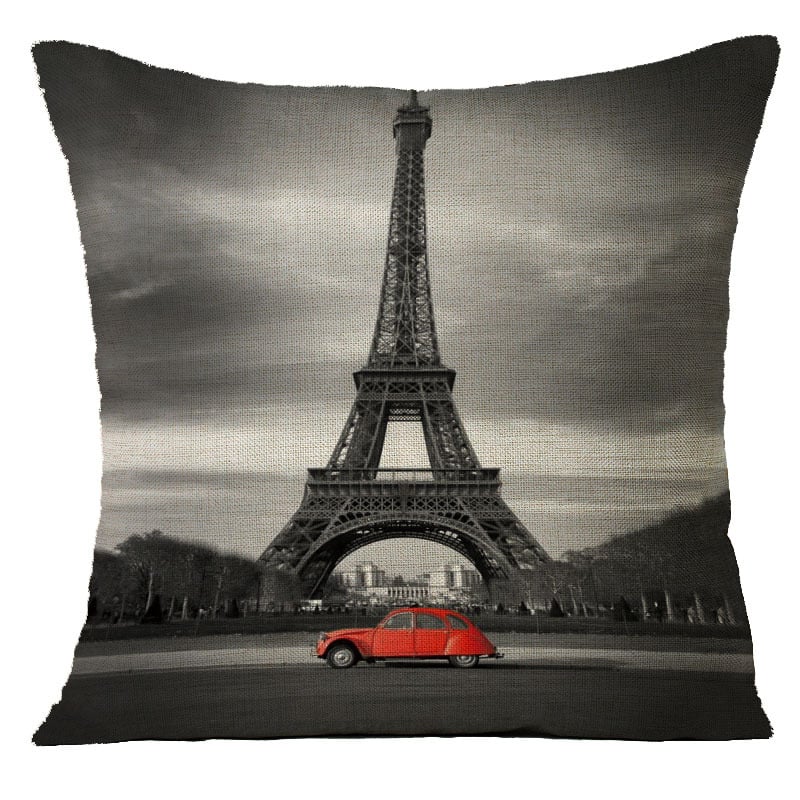 Ленени калъфки за възглавници с Айфелова кула и Биг Бен, възглавници за табла в европейски стил, декоративни възглавници „направи си сам“ (без пълнеж)