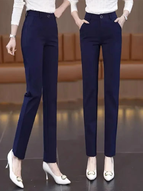 Дамски casual панталони с висока талия, права кройка, дължина 9/10, тъкана материя, за жени, пролет 2024