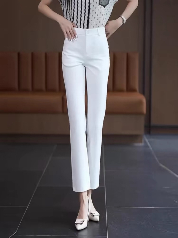 Дамски casual панталони с висока талия, права кройка, дължина 9/10, тъкана материя, за жени, пролет 2024