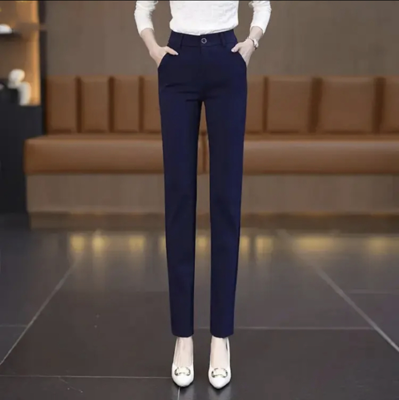 Дамски casual панталони с висока талия, права кройка, дължина 9/10, тъкана материя, за жени, пролет 2024