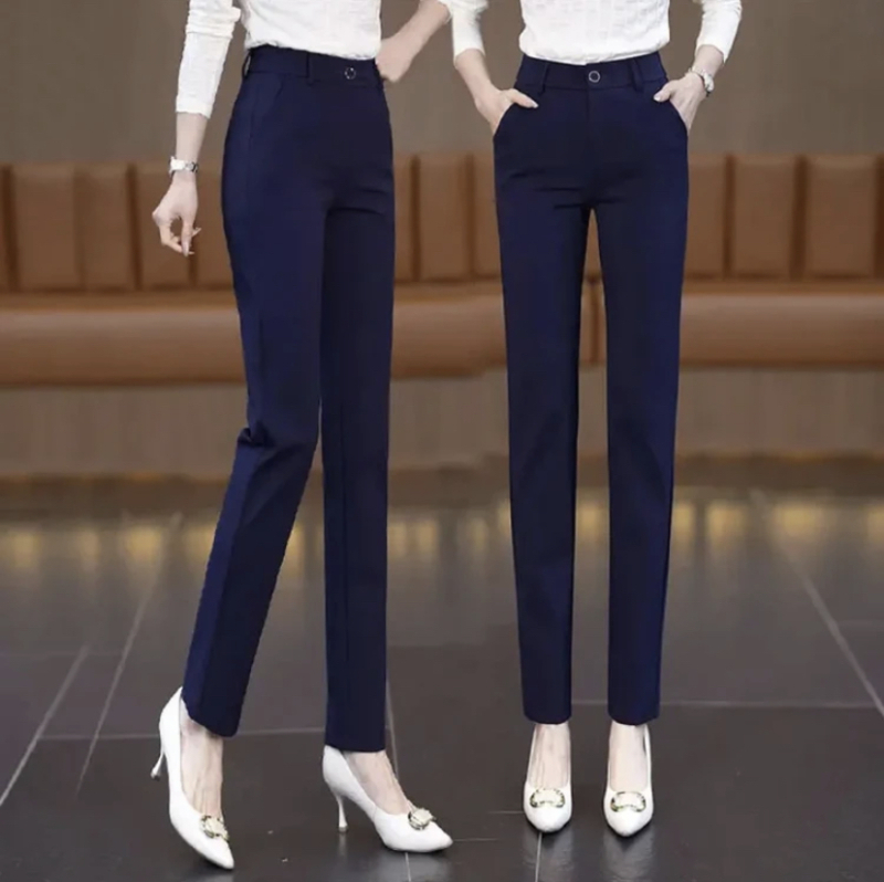 Дамски casual панталони с висока талия, права кройка, дължина 9/10, тъкана материя, за жени, пролет 2024