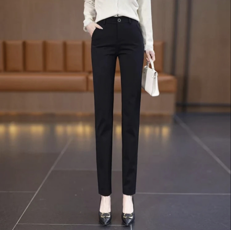 Дамски casual панталони с висока талия, права кройка, дължина 9/10, тъкана материя, за жени, пролет 2024