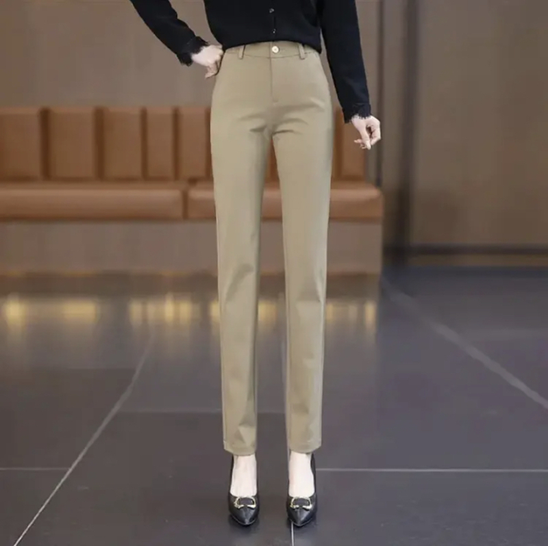 Дамски casual панталони с висока талия, права кройка, дължина 9/10, тъкана материя, за жени, пролет 2024