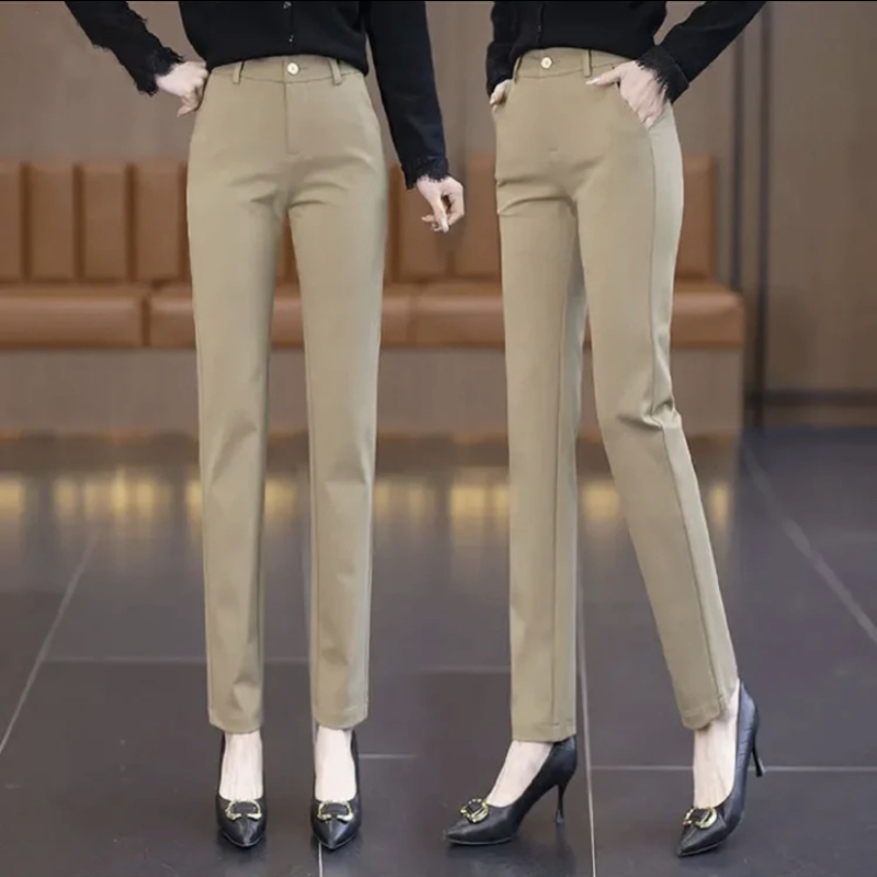 Дамски casual панталони с висока талия, права кройка, дължина 9/10, тъкана материя, за жени, пролет 2024