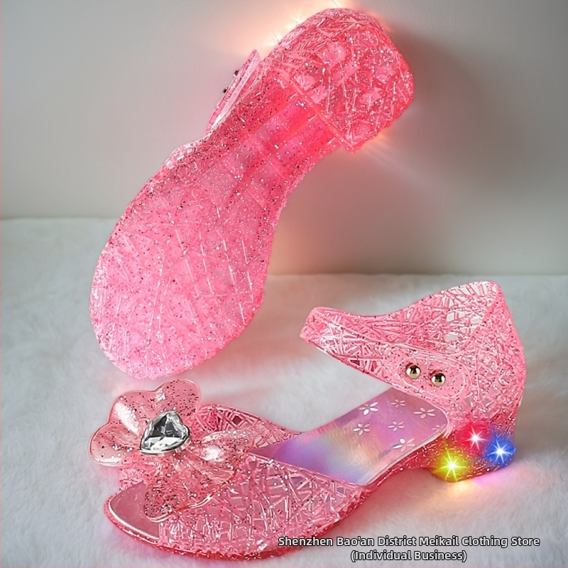 Princeses sandales meitenēm, PVC augšējais un zole, ar atvērtu pirkstu, sprādzes aizdare, 1–12 gadi (vasara, pavasaris, rudens)